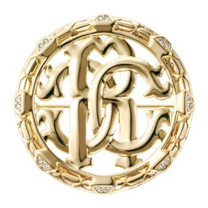 ROBERTO CAVALLI Logo Brooch Gold Stainless Steel with Cubic Zirconia RVBH00030200 - 40385