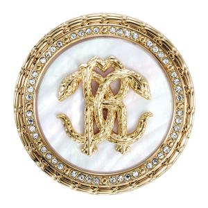 ROBERTO CAVALLI Logo Brooch Gold Stainless Steel with Cubic Zirconia RVBH00040200 - 40387