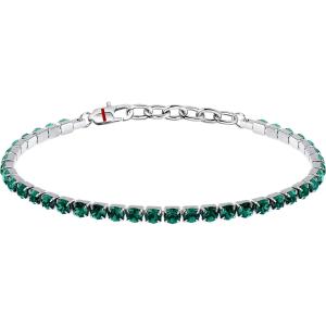 SECTOR Tennis Bracelet Silver Stainless Steel with Green Zircon Stones SANN52 - 53506