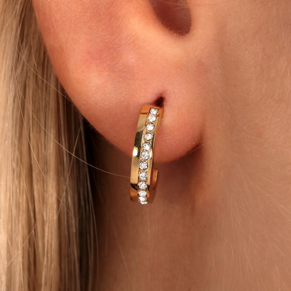 EARRINGS Hoops MORELLATO Creole Gold-Plated Silver 925° with Zircon Stones SAUP05