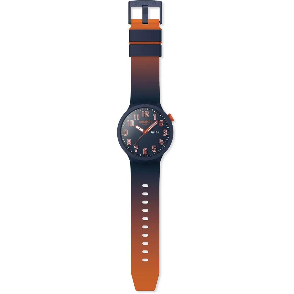 SWATCH Essentials Essentially Confident Three Hands 47mm Blue and Orange Silicon Strap SB01S700