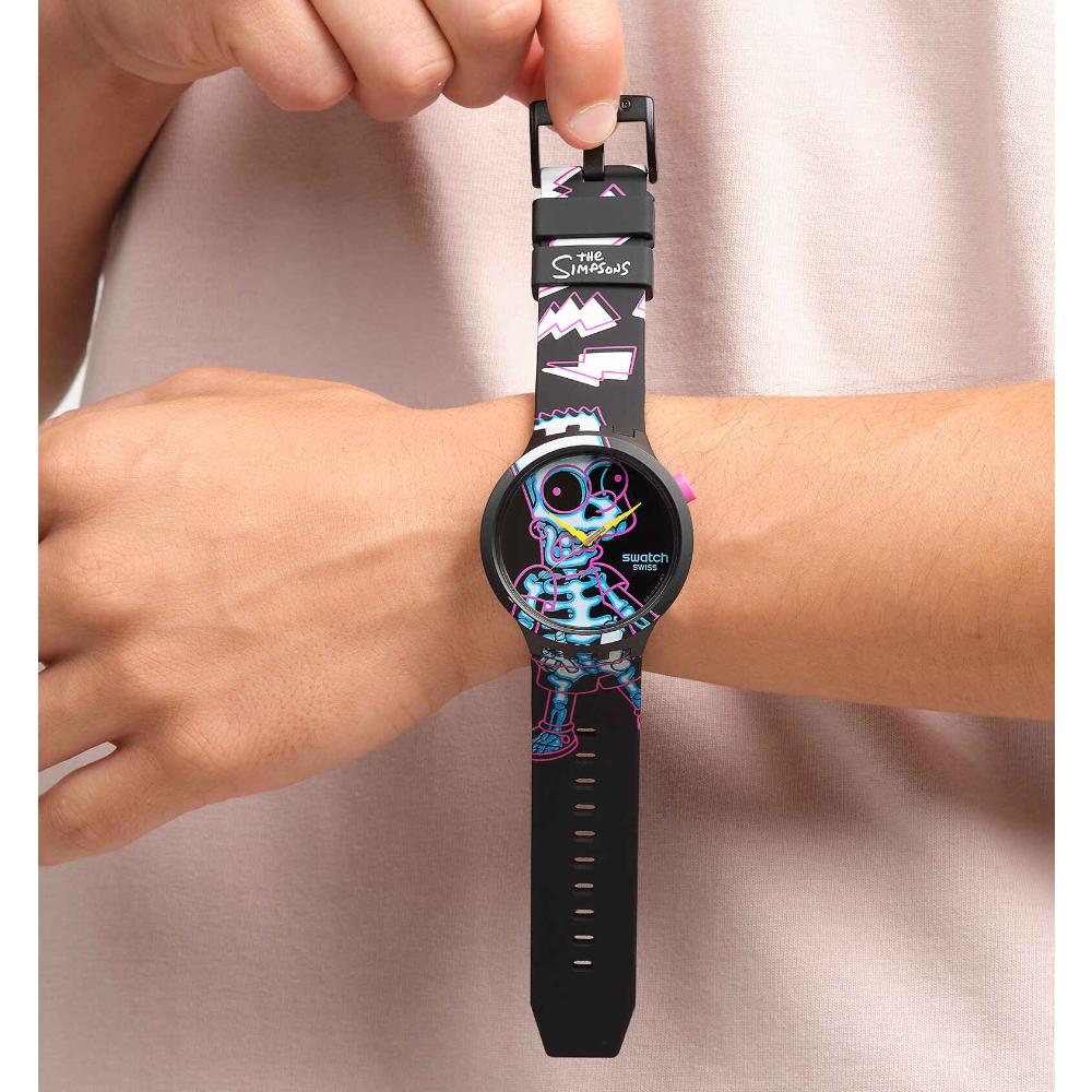 SWATCH Big Bold Bioceramic Aye Carumboo 47mm Black Silicone Strap SB01Z105 - 6