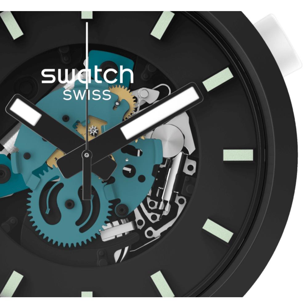 SWATCH Big Bold Bioceramic Night Trip 47mm Blue Silicone Strap SB03B107