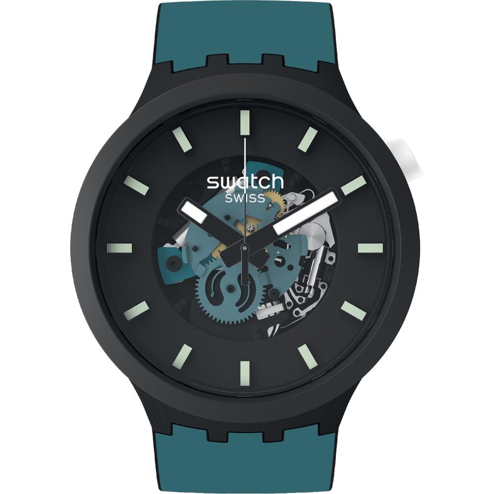 SWATCH Big Bold Bioceramic Night Trip 47mm Blue Silicone Strap SB03B107