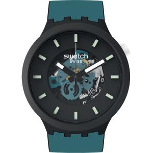 SWATCH Big Bold Bioceramic Night Trip 47mm Blue Silicone Strap SB03B107 - 31266