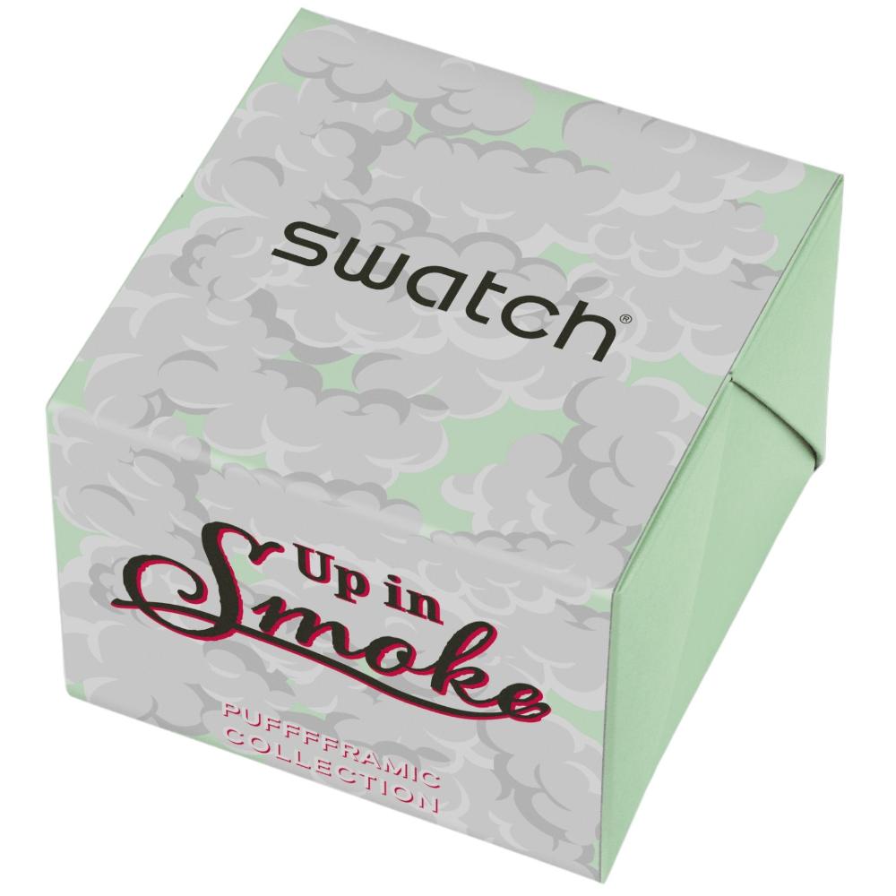 SWATCH Big Bold Bioceramic Up In Smoke 47mm Green Silicone Strap SB03Z103 - 6