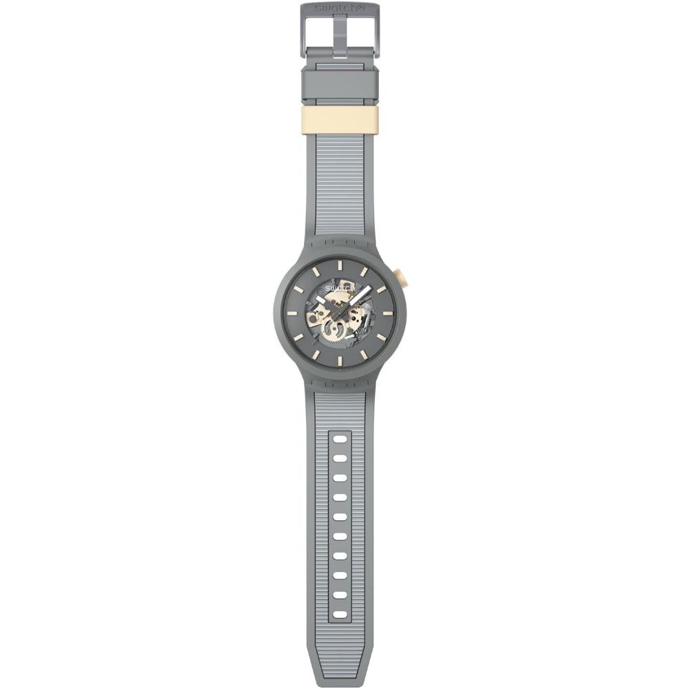 SWATCH Thru The Horizon 47mm Grey Silicone Strap SB05M102