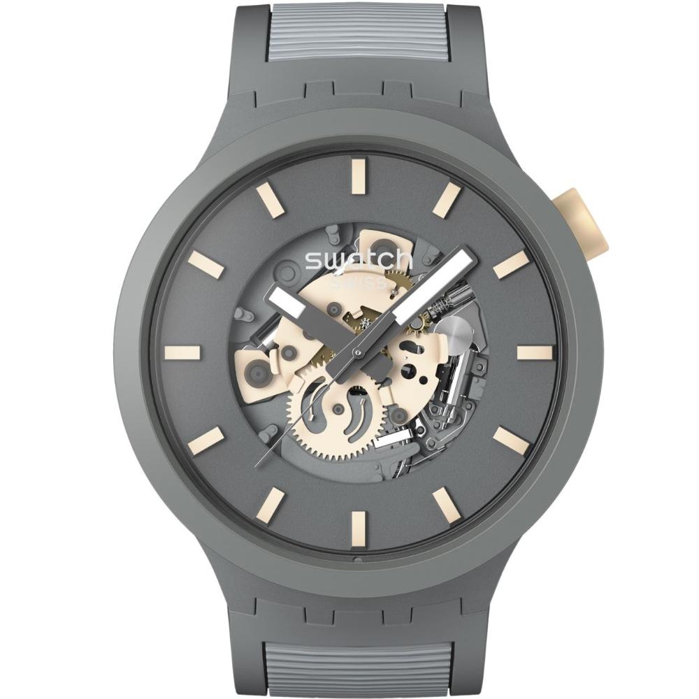 SWATCH Thru The Horizon 47mm Grey Silicone Strap SB05M102