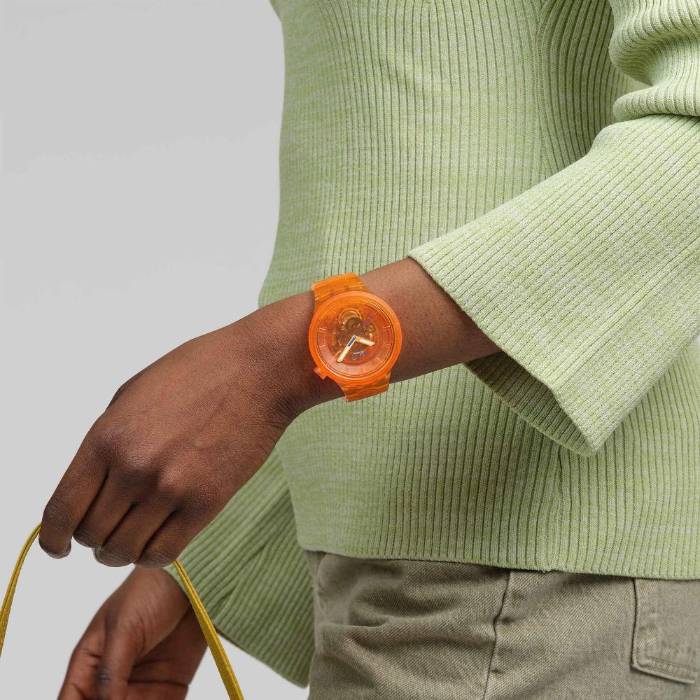 SWATCH Colors Of Joy Orange Joy 47mm Orange Bio-Sourced Bracelet SB05P100