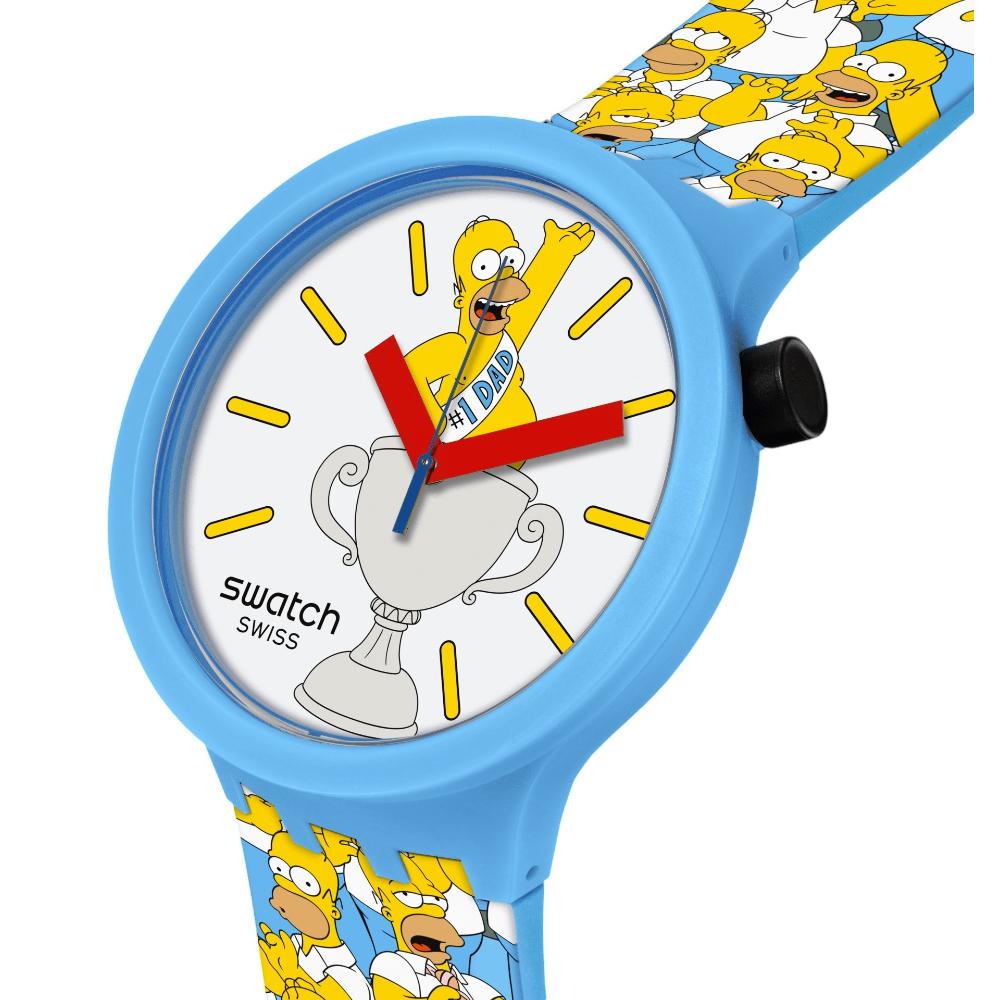 SWATCH Big Bold Bioceramic Best. Dad. Ever. 47mm Blue Silicone Strap SB05Z100