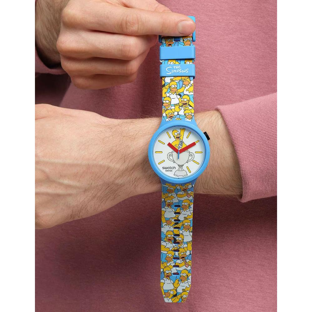 SWATCH Big Bold Bioceramic Best. Dad. Ever. 47mm Blue Silicone Strap SB05Z100