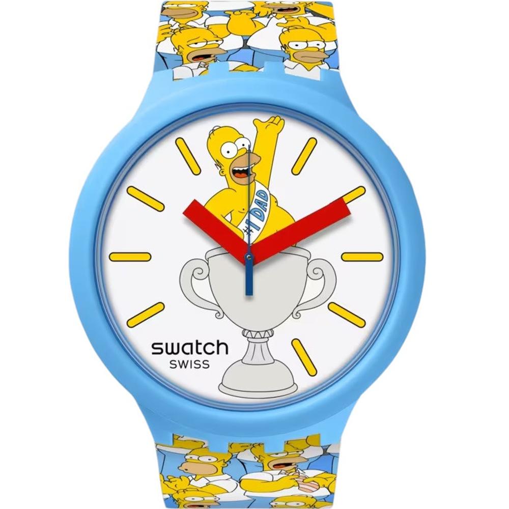 SWATCH Big Bold Bioceramic Best. Dad. Ever. 47mm Blue Silicone Strap SB05Z100