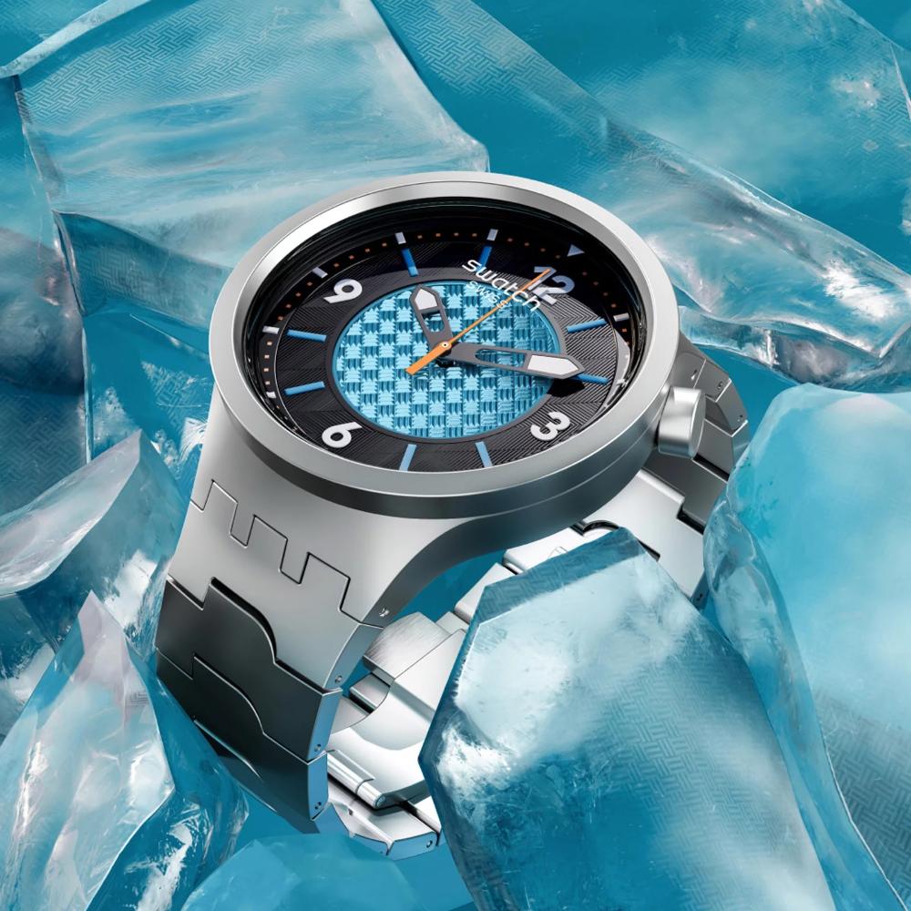 SWATCH Big Bold Power Of Nature Frostbloom 47mm Silver Stainless Steel Bracelet SB07S116G - 6