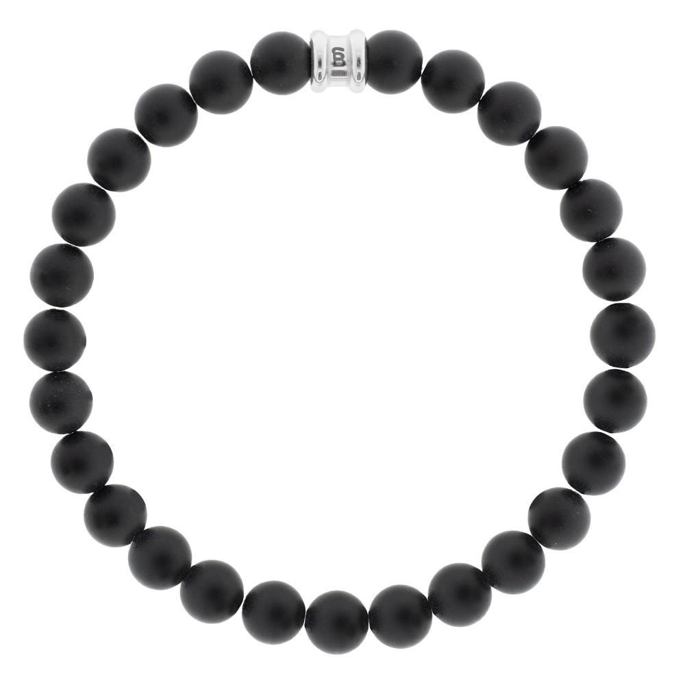 STEEL & BARNETT Matt Men's Bracelet in Black Stainless Steel and Black Onyx SBB023