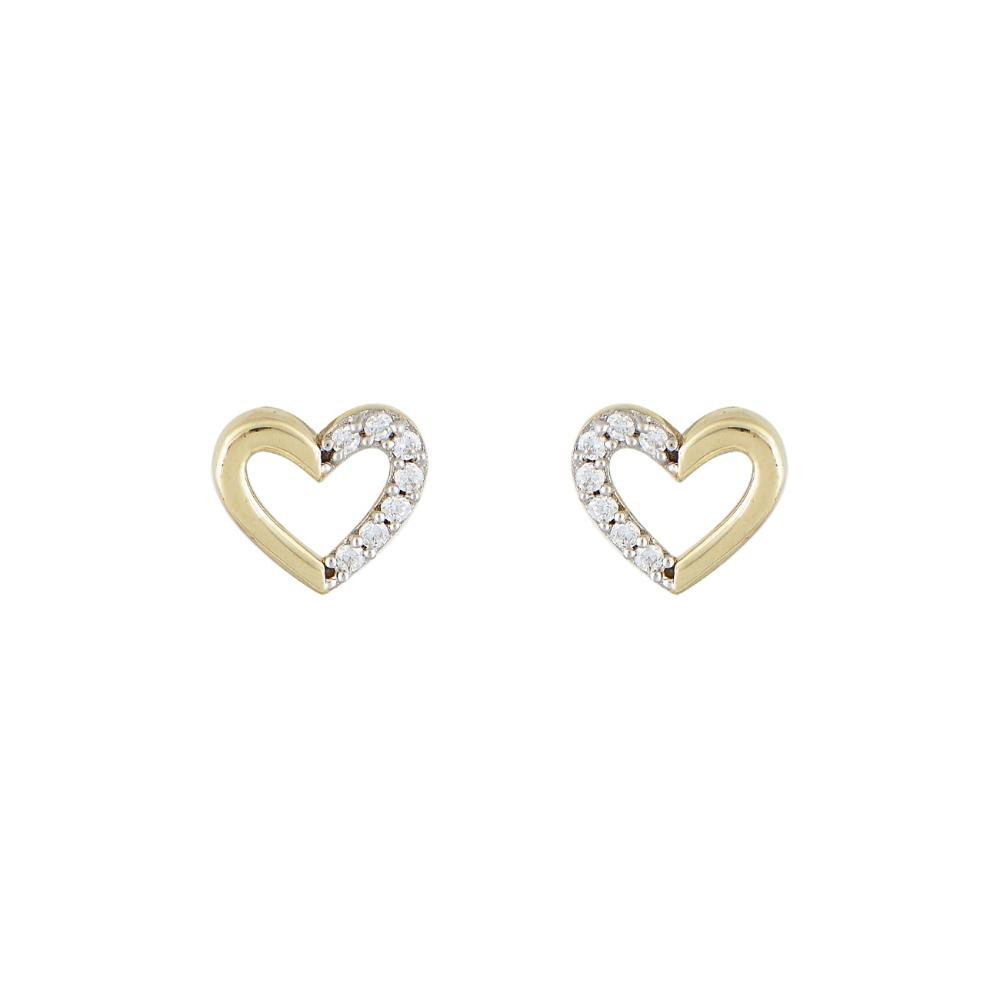 EARRINGS Hearts SENZIO Yellow Gold K9 with Zircon Stones SD307Y.K9