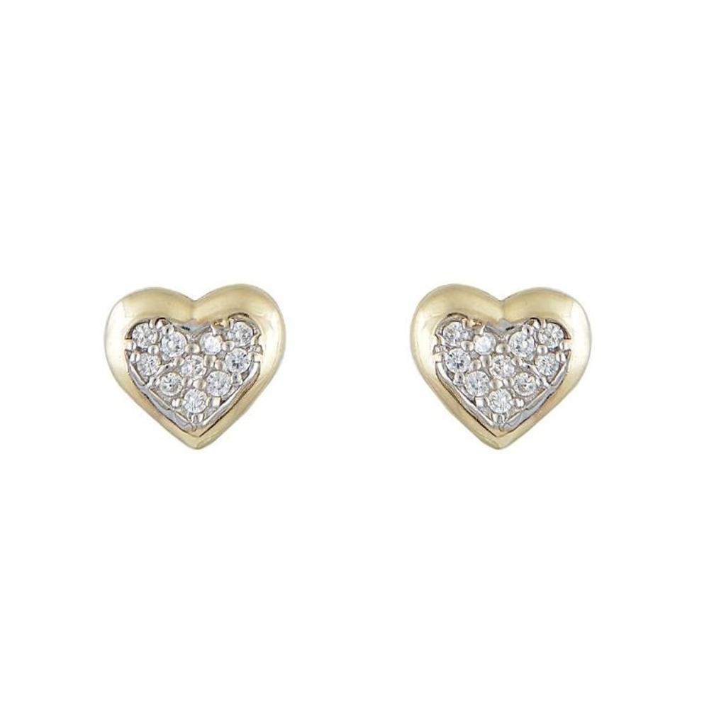 EARRINGS Hearts SENZIO Yellow Gold K9 with Zircon Stones SD312Y.K9