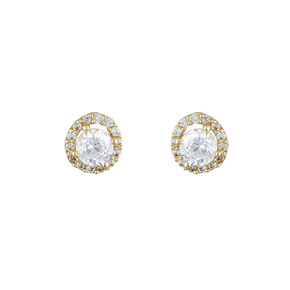 EARRINGS Rosette Yellow Gold K9 with Zircon Stones SD326Y.K9