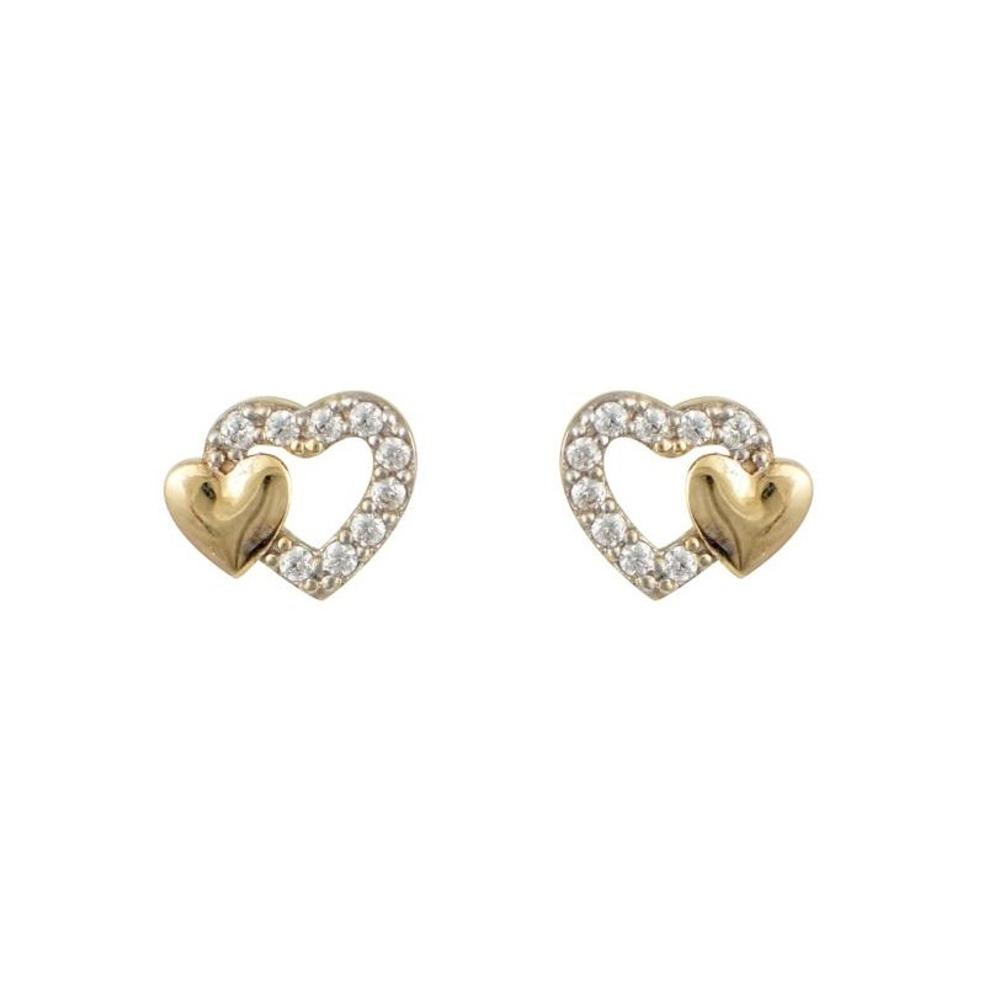 EARRINGS Hearts SENZIO Yellow Gold K9 with Zircon Stones SD461Y.K9