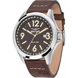 SECTOR 180 44mm Silver Stainless Steel Brown Leather Strap R3251180009 - 7569
