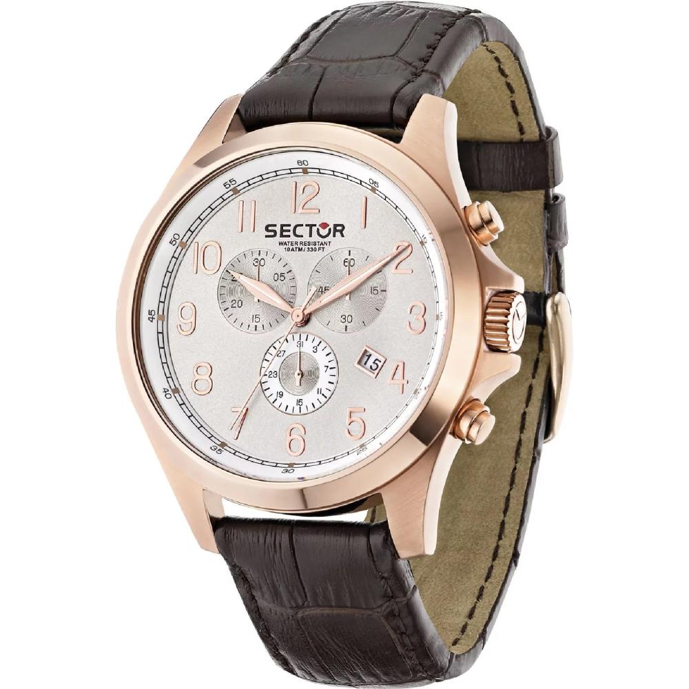 SECTOR 290 Chronograph 44mm Rose Gold Stainless Steel Brown Leather Strap R3271690001