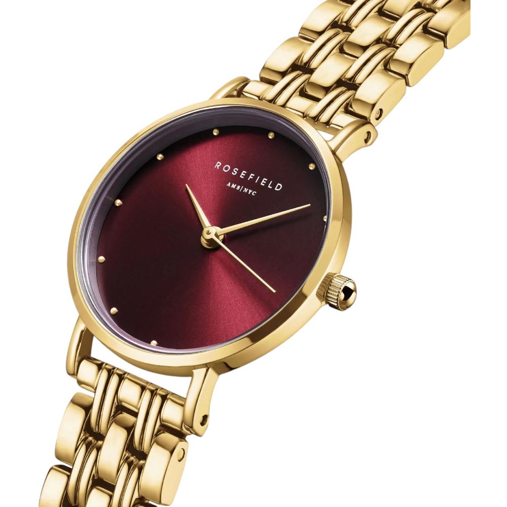 ROSEFIELD Small Edit Burgundy Dial 26mm Gold Stainless Steel Bracelet SEGSG-SE01