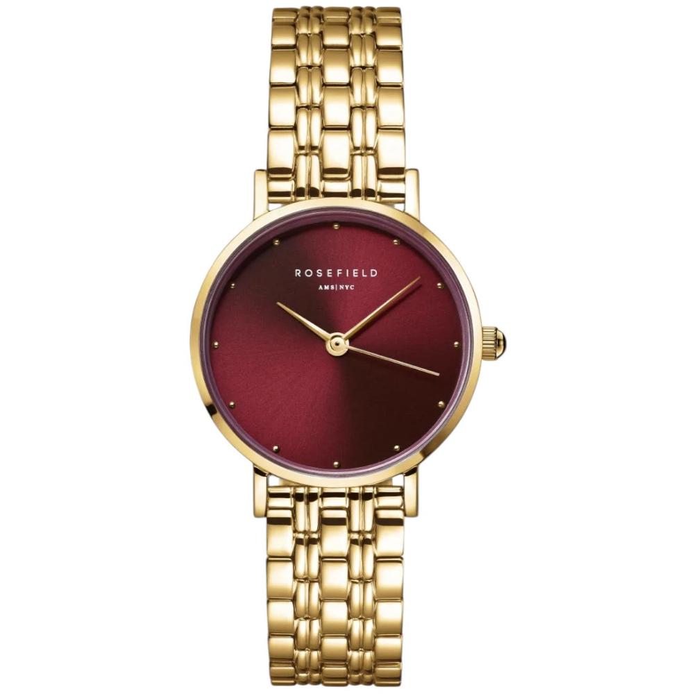 ROSEFIELD Small Edit Burgundy Dial 26mm Gold Stainless Steel Bracelet SEGSG-SE01