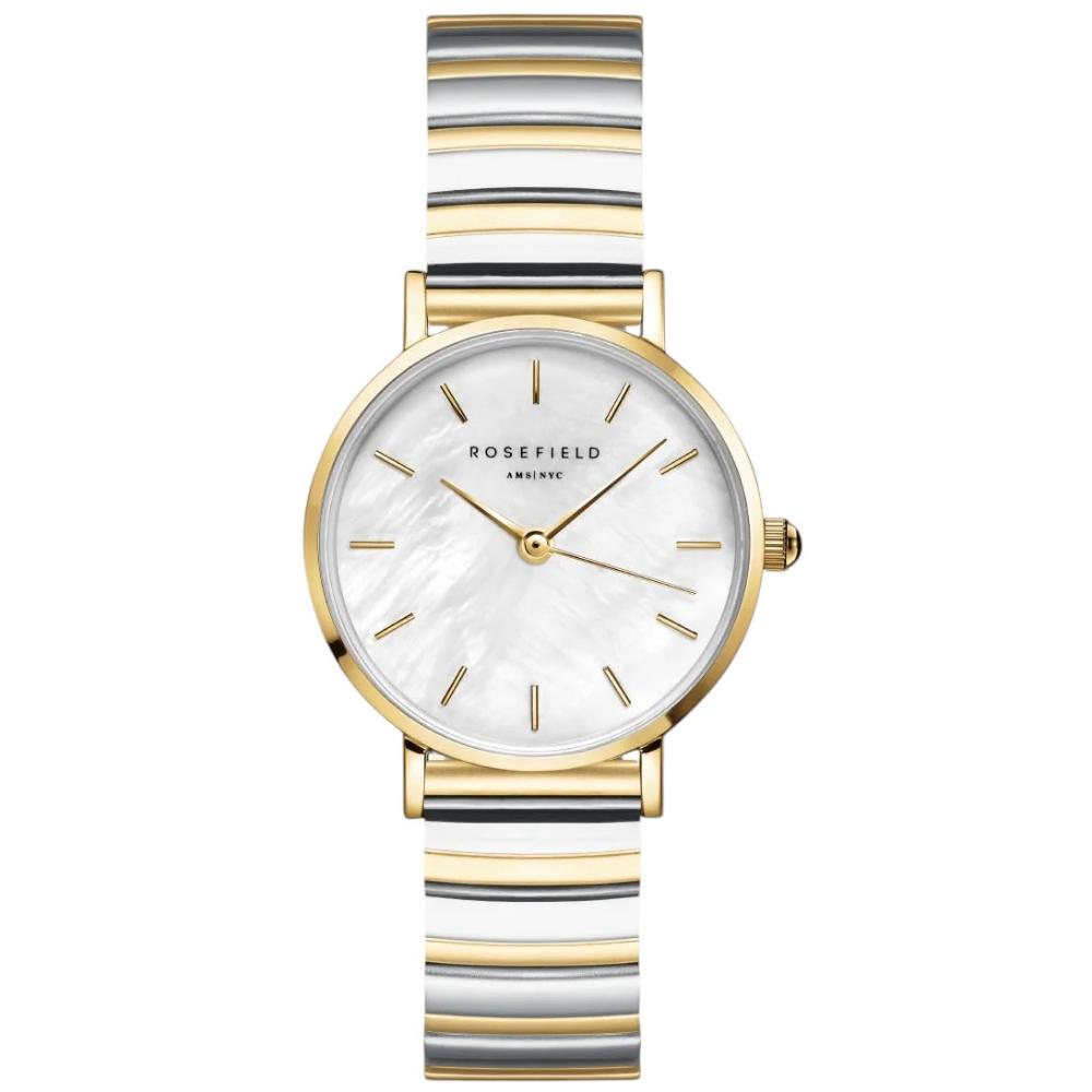 ROSEFIELD The Small Edit Mother of Pearl Dial 26mm Two Tone Silver & Gold Stainless Steel Bracelet SEWDSG-SE03