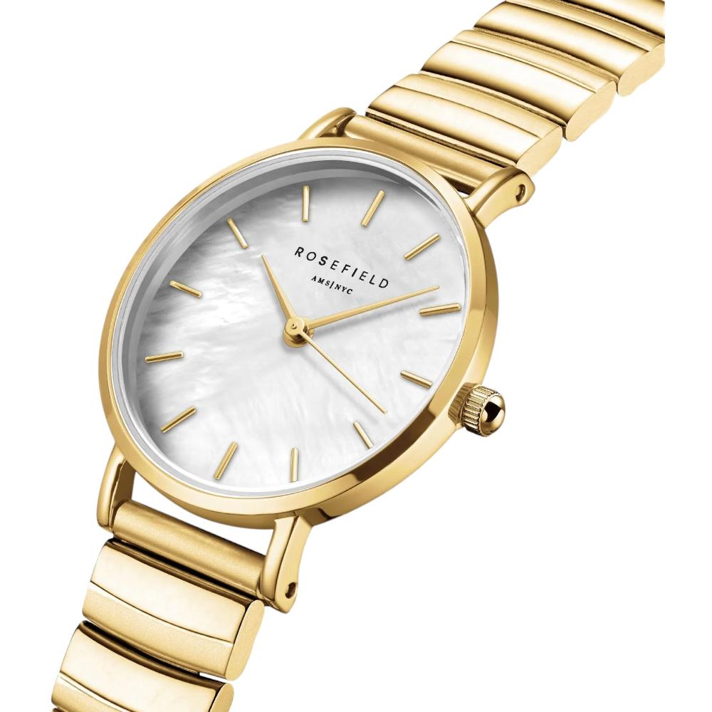 ROSEFIELD Small Edit Mother Of Pearl Dial 26mm Gold Stainless Steel Bracelet SEWGSG-SE02