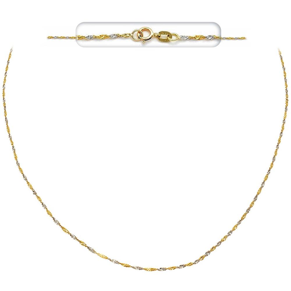 CHAIN Necklace Singapore Bicolor #2 45cm K14 Yellow and White Gold SIG-030KW.45