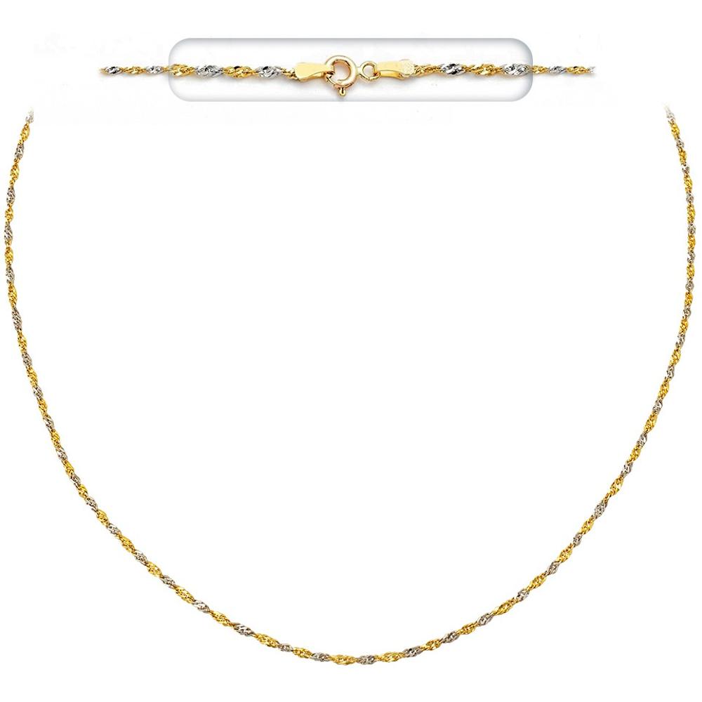 CHAIN Necklace Singapore Bicolor #3 40cm K14 Yellow and White Gold SIG-035KW.40