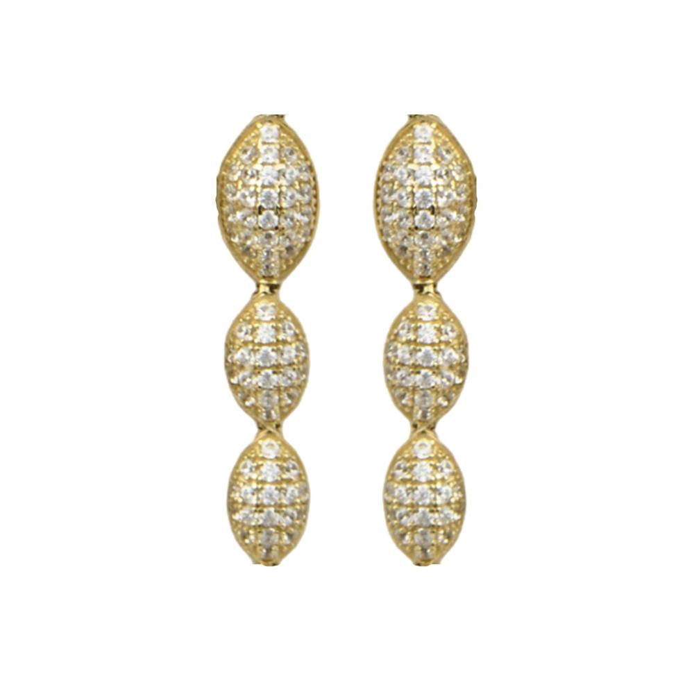 EARRINGS Full Stones SENZIO Collection Yellow Gold K14 with Zircon Stones SK002Y.K14