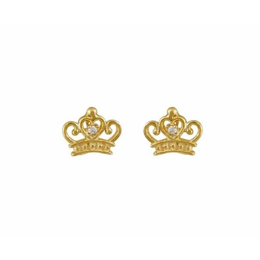 EARRINGS Crowns BabyJewels K9 Yellow Gold with Zircon Stones SK1486.K9