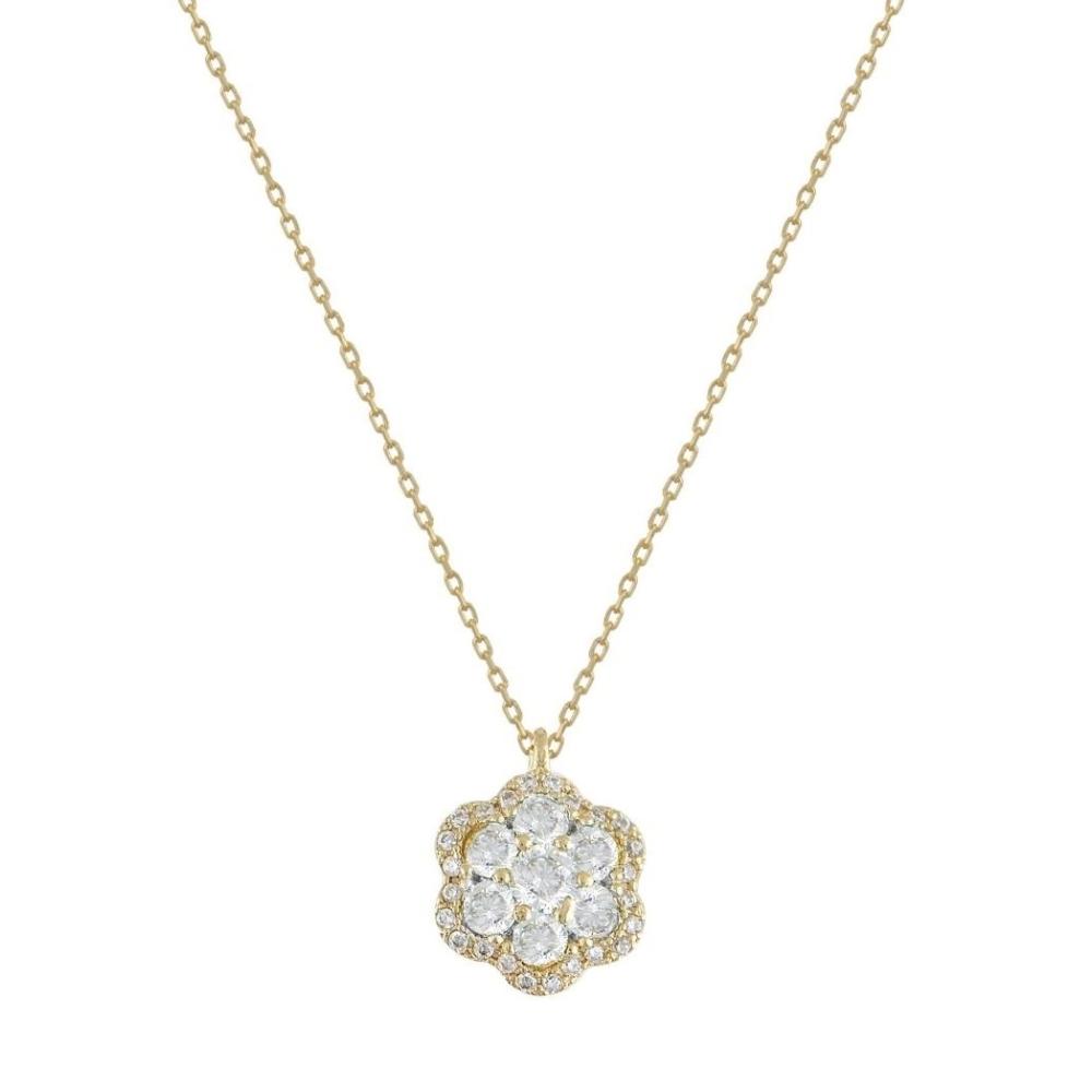 NECKLACE Rosette SENZIO Collection K9 Yellow Gold with Zircon Stones N950Y.K9