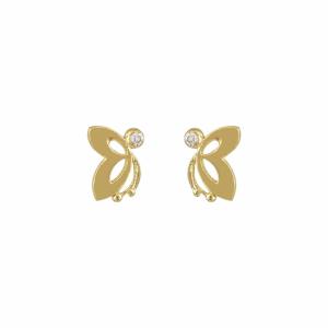 ΣΚΟΥΛΑΡΙΚΙΑ Πεταλούδες BabyJewels Κ9 Κίτρινο Χρυσό με Πέτρες Ζιργκόν SKB1472.K9 - 42471