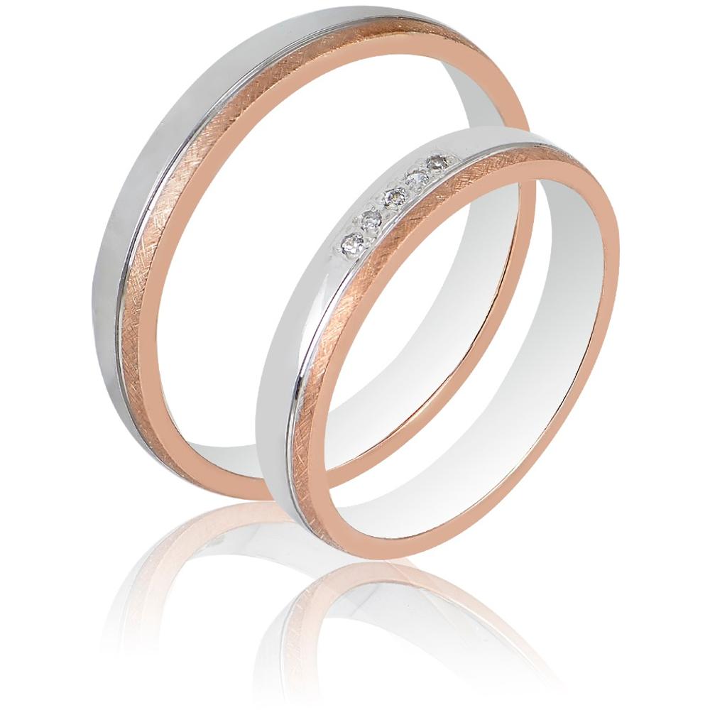 MASCHIO FEMMINA Sottile Plus Collection Wedding Rings White and Rose Gold SL104