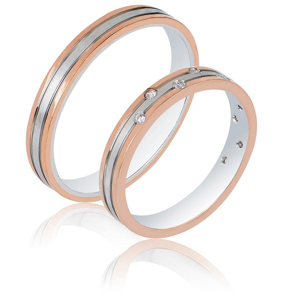 MASCHIO FEMMINA Sottile Plus Collection Wedding Rings White and Rose Gold SL107