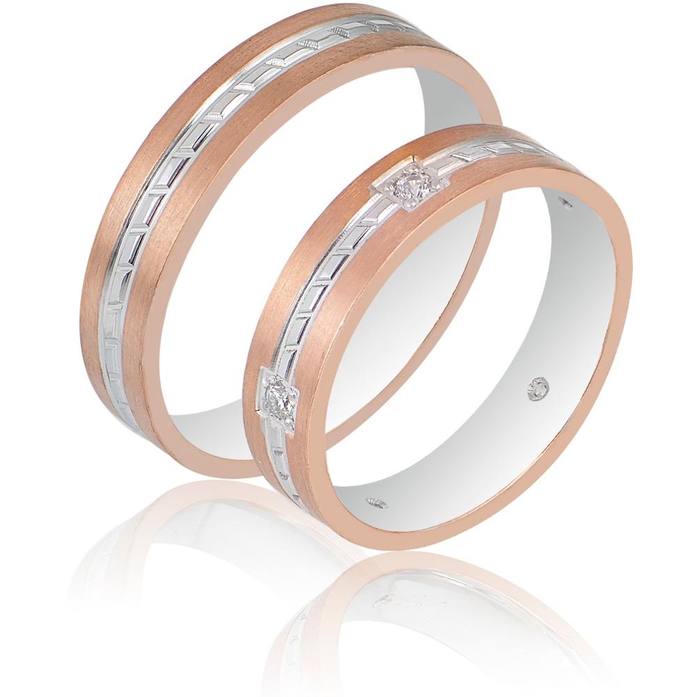 MASCHIO FEMMINA Sottile Plus Collection Wedding Rings White and Rose Gold SL115