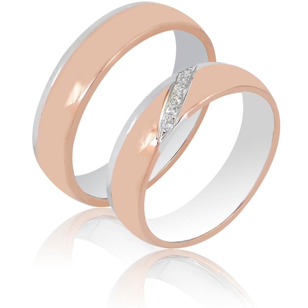 MASCHIO FEMMINA Sottile Plus Collection Wedding Rings White and Rose Gold SL116