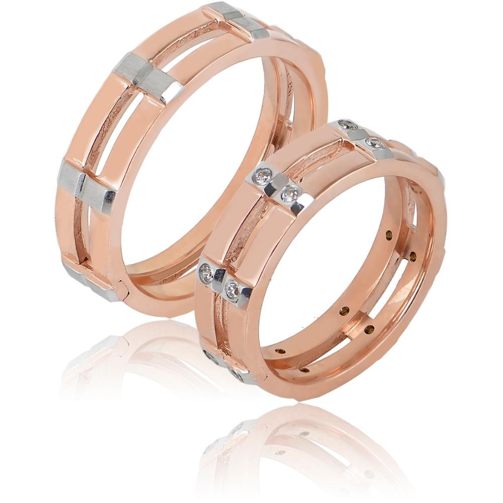 MASCHIO FEMMINA Sottile Plus Collection Wedding Rings White and Rose Gold SL124