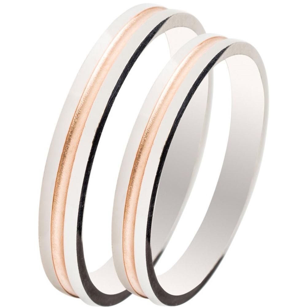 MASCHIO FEMMINA Slim Collection Wedding Rings White and Rose Gold SL15