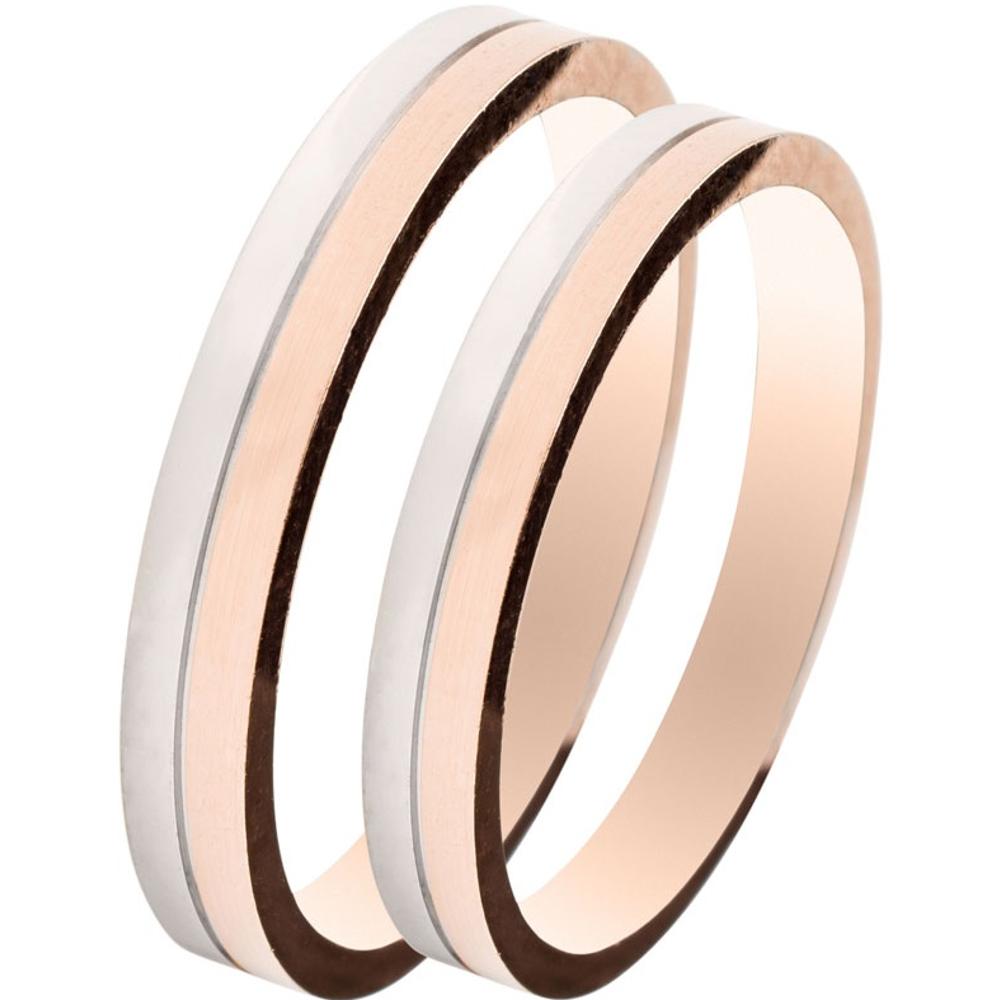 MASCHIO FEMMINA Slim Collection Wedding Rings White and Rose Gold SL26