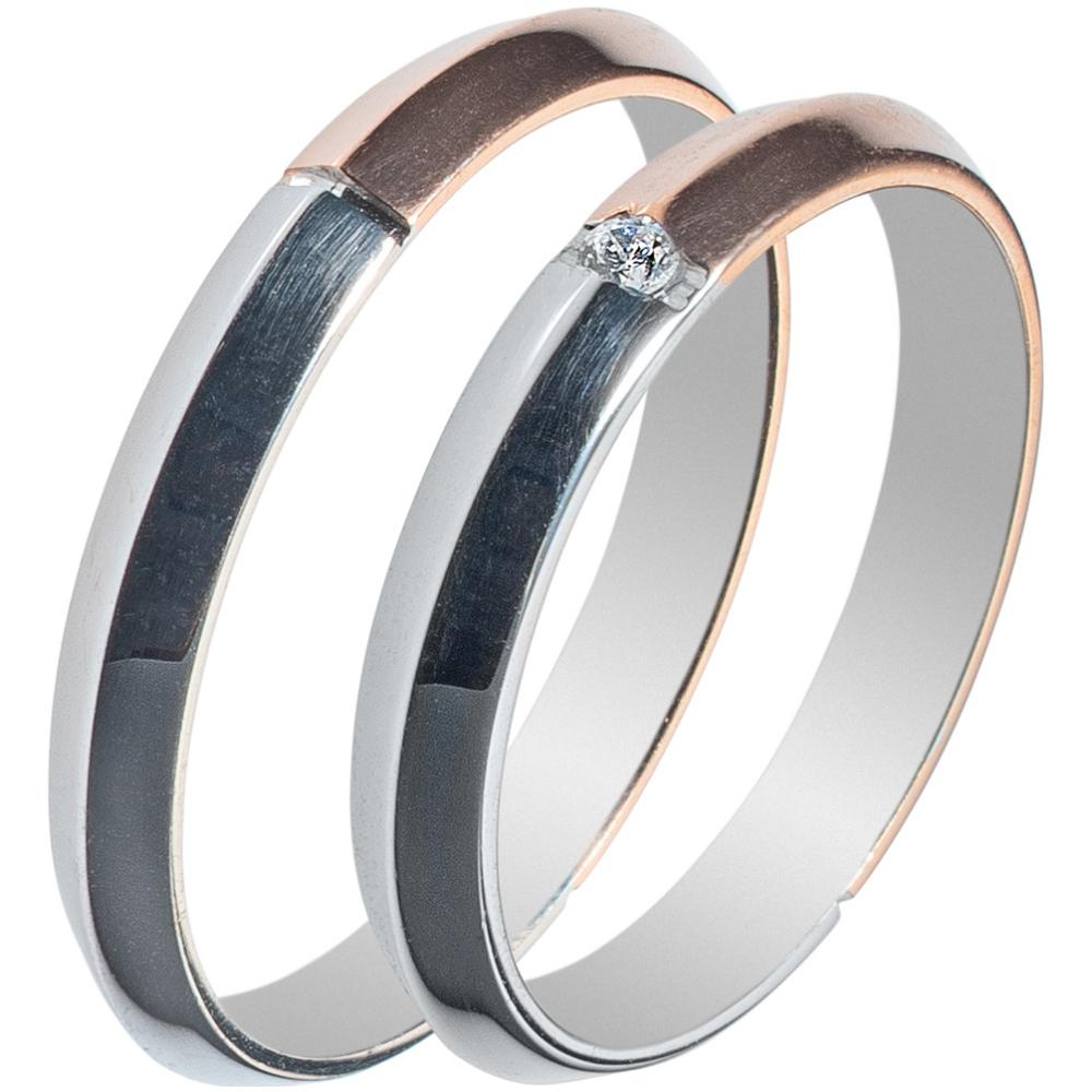 MASCHIO FEMMINA Slim Collection Wedding Rings White and Rose Gold SL41