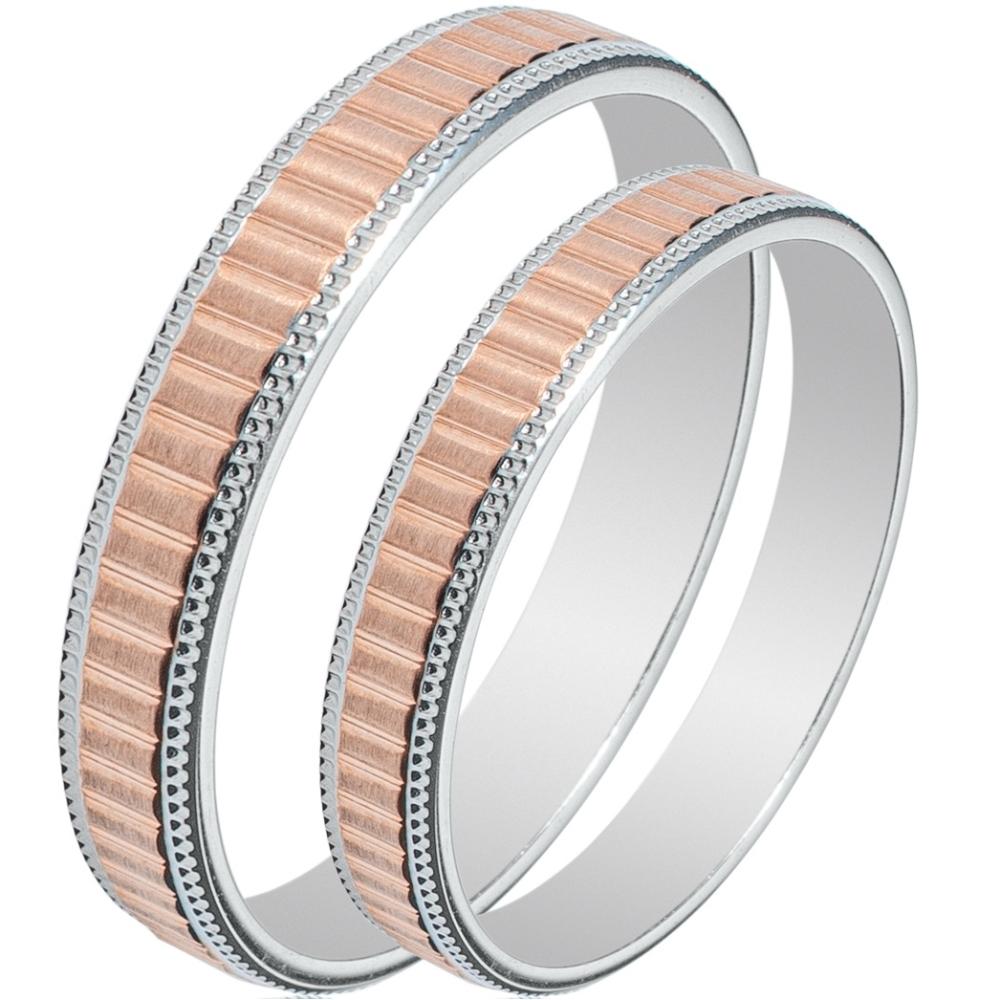 MASCHIO FEMMINA Sottile Collection Wedding Rings White and Rose Gold SL53