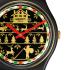 SWATCH Holiday collection Golden Merry 34mm Black Leather Strap SO28B115 - 1