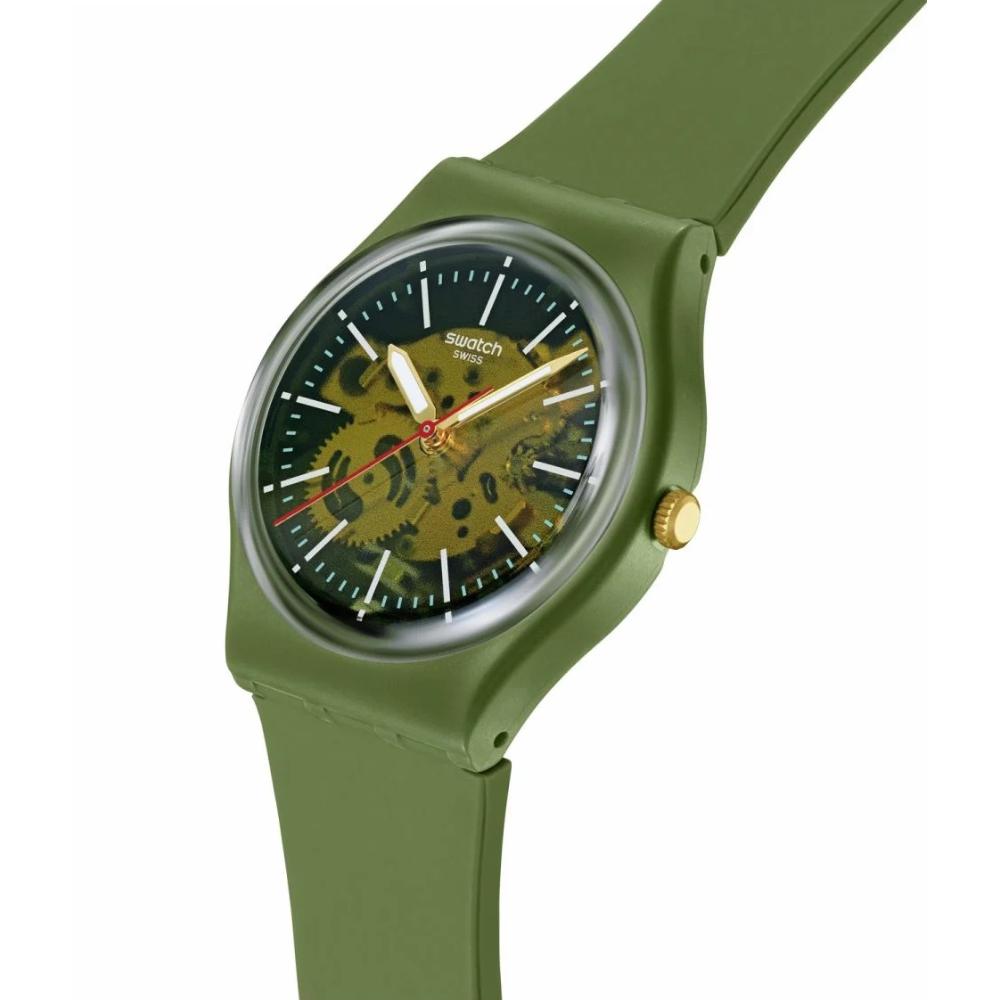 SWATCH Thru The Greenery Three Hands 34mm Green Silicone Strap SO28G110