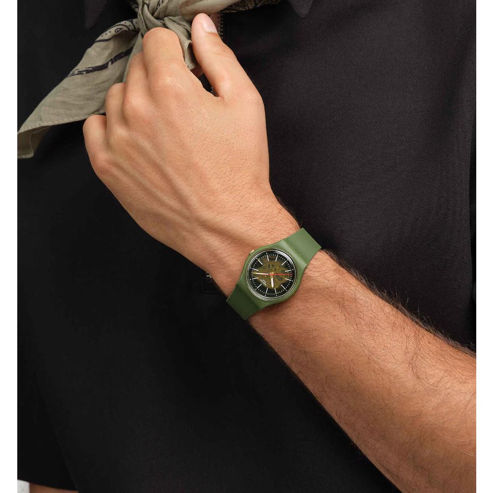 SWATCH Thru The Greenery Three Hands 34mm Green Silicone Strap SO28G110