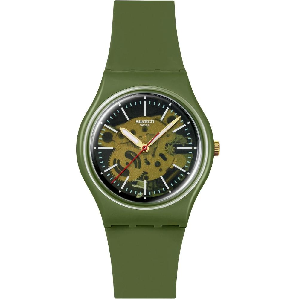 SWATCH Thru The Greenery Three Hands 34mm Green Silicone Strap SO28G110