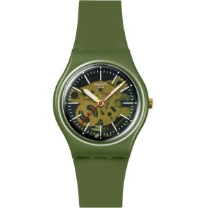 SWATCH Thru The Greenery Three Hands 34mm Green Silicone Strap SO28G110 - 49757