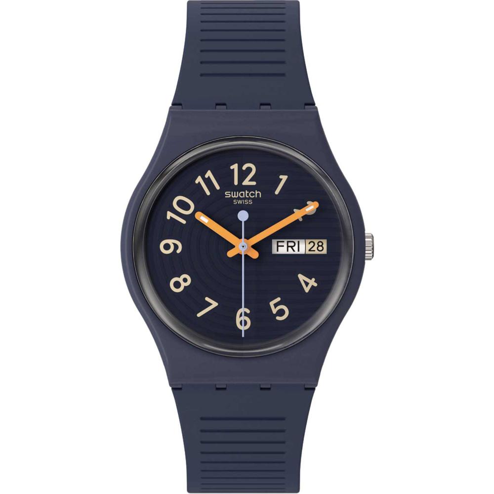 SWATCH Essentials Trendy Lines At Night 34mm Blue Silicone Strap SO28I700