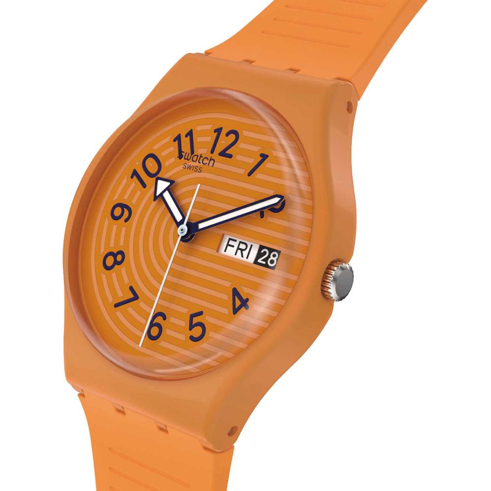 SWATCH Essentials Trendy Lines In Sienna 34mm Orange Silicone Strap SO28O703